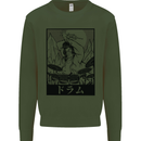 Sumo Wrestler Drummer Drumming Drum Kids Sweatshirt Jumper Forest Green