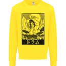 Sumo Wrestler Drummer Drumming Drum Kids Sweatshirt Jumper Yellow