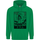 Sumo Wrestler Drummer Drumming Drum Mens 80% Cotton Hoodie Irish Green