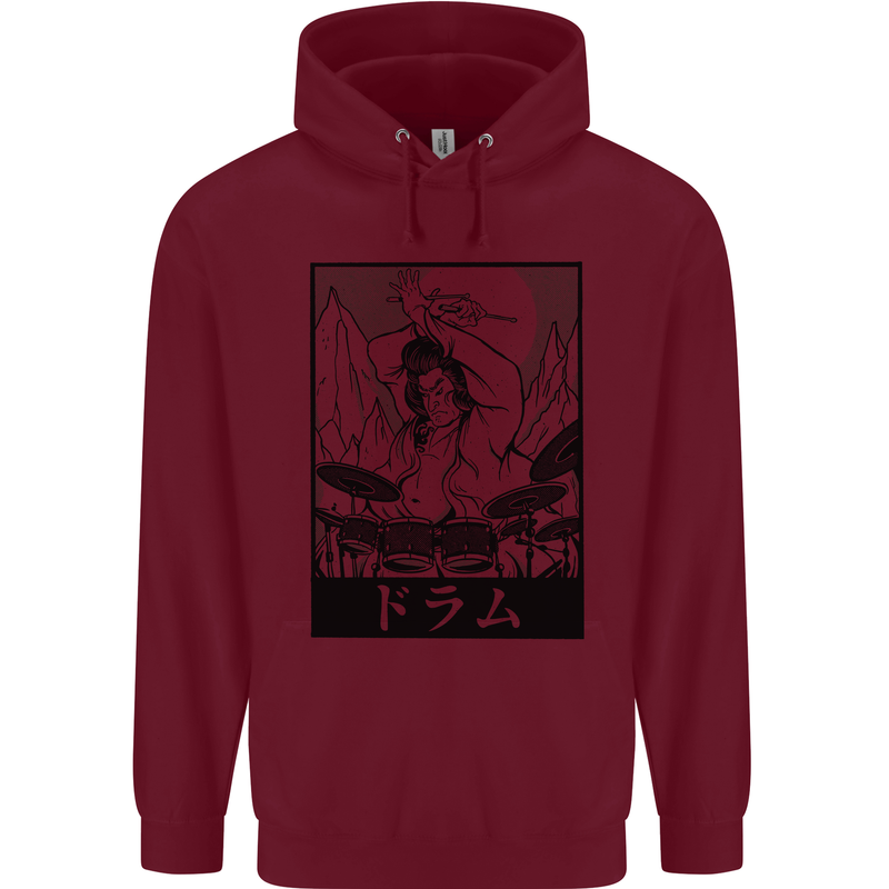 Sumo Wrestler Drummer Drumming Drum Mens 80% Cotton Hoodie Maroon