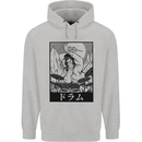 Sumo Wrestler Drummer Drumming Drum Mens 80% Cotton Hoodie Sports Grey