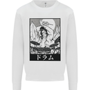 Sumo Wrestler Drummer Drumming Drum Mens Sweatshirt Jumper White