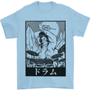 Sumo Wrestler Drummer Drumming Drum Mens T-Shirt Cotton Gildan Light Blue
