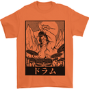 Sumo Wrestler Drummer Drumming Drum Mens T-Shirt Cotton Gildan Orange