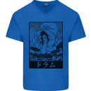 Sumo Wrestler Drummer Drumming Drum Mens V-Neck Cotton T-Shirt Royal Blue