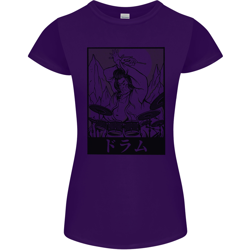 Sumo Wrestler Drummer Drumming Drum Womens Petite Cut T-Shirt Purple