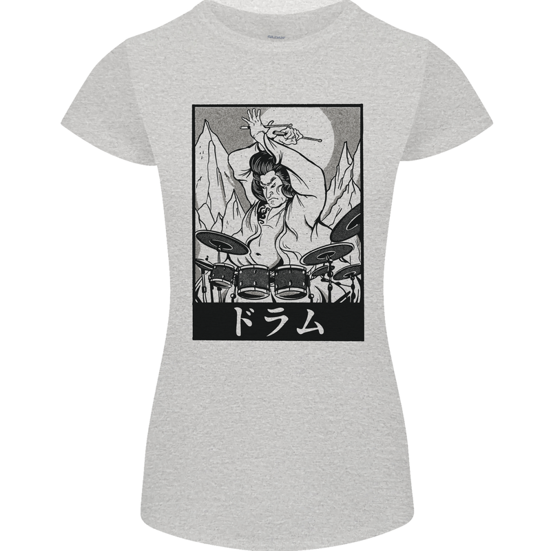 Sumo Wrestler Drummer Drumming Drum Womens Petite Cut T-Shirt Sports Grey