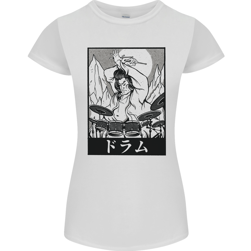 Sumo Wrestler Drummer Drumming Drum Womens Petite Cut T-Shirt White