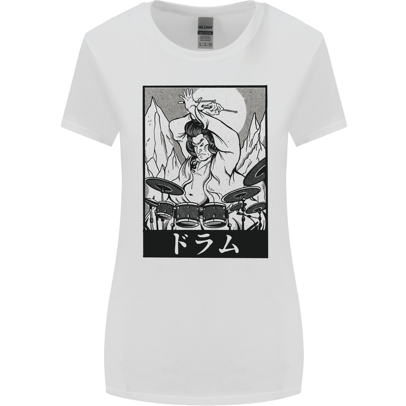 Sumo Wrestler Drummer Drumming Drum Womens Wider Cut T-Shirt White