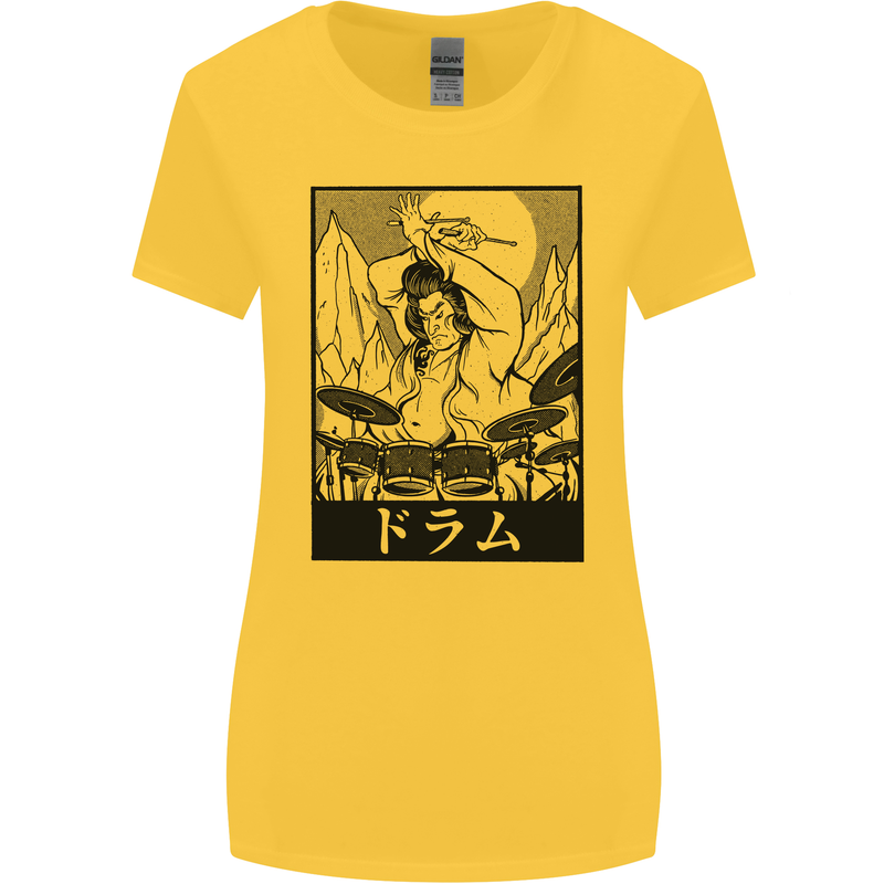 Sumo Wrestler Drummer Drumming Drum Womens Wider Cut T-Shirt Yellow