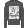 Sumo Wrestler Drummer Drumming Drums Kids Sweatshirt Jumper Storm Grey