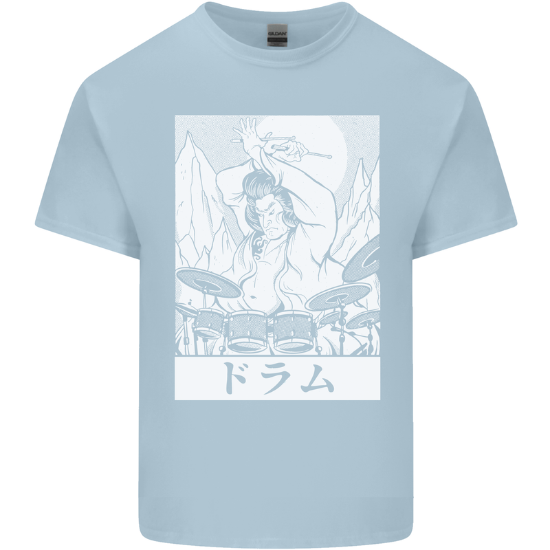 Sumo Wrestler Drummer Drumming Drums Mens Cotton T-Shirt Tee Top Light Blue