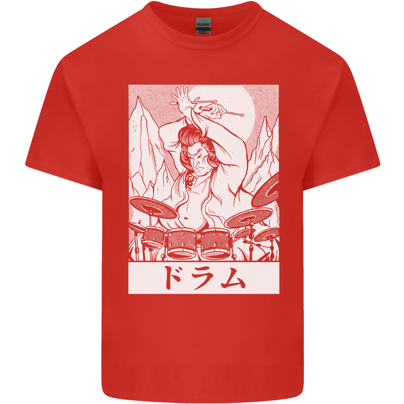 Sumo Wrestler Drummer Drumming Drums Mens Cotton T-Shirt Tee Top Red