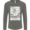 Sumo Wrestler Drummer Drumming Drums Mens Long Sleeve T-Shirt Charcoal