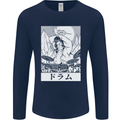 Sumo Wrestler Drummer Drumming Drums Mens Long Sleeve T-Shirt Navy Blue