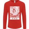Sumo Wrestler Drummer Drumming Drums Mens Long Sleeve T-Shirt Red