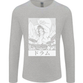 Sumo Wrestler Drummer Drumming Drums Mens Long Sleeve T-Shirt Sports Grey