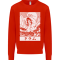 Sumo Wrestler Drummer Drumming Drums Mens Sweatshirt Jumper Bright Red