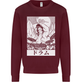 Sumo Wrestler Drummer Drumming Drums Mens Sweatshirt Jumper Maroon