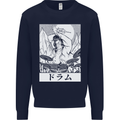 Sumo Wrestler Drummer Drumming Drums Mens Sweatshirt Jumper Navy Blue
