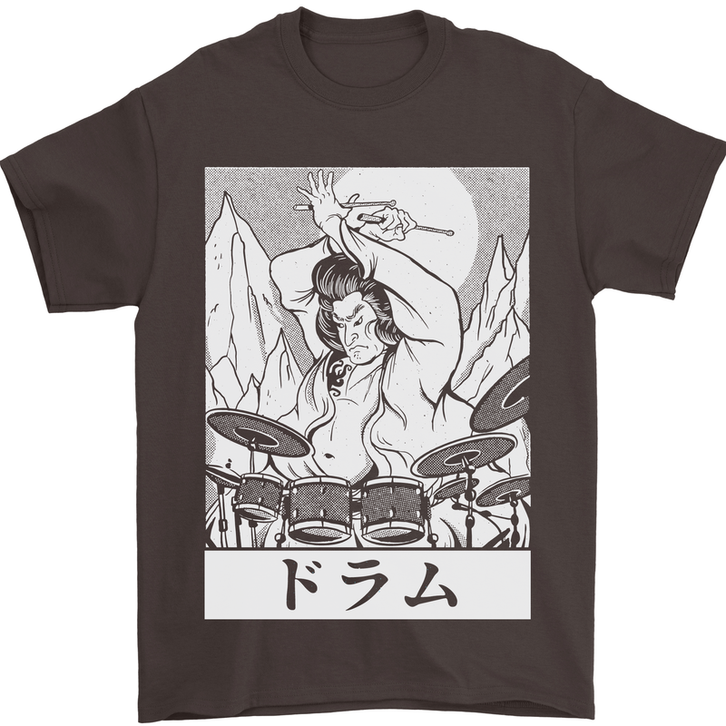 Sumo Wrestler Drummer Drumming Drums Mens T-Shirt Cotton Gildan Dark Chocolate