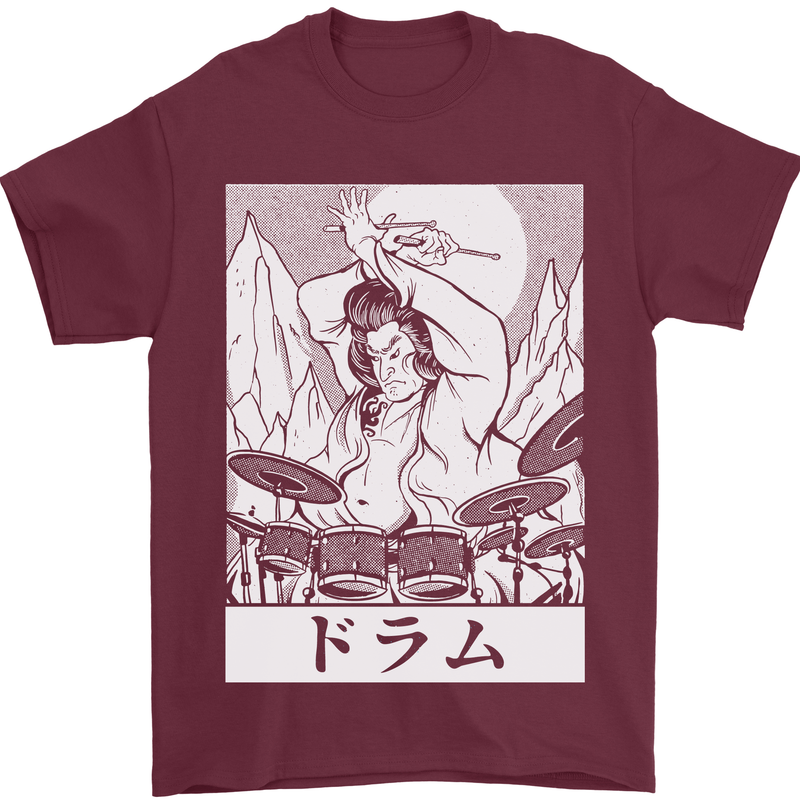 Sumo Wrestler Drummer Drumming Drums Mens T-Shirt Cotton Gildan Maroon