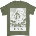 Sumo Wrestler Drummer Drumming Drums Mens T-Shirt Cotton Gildan Military Green