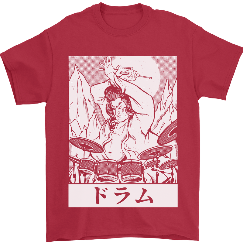Sumo Wrestler Drummer Drumming Drums Mens T-Shirt Cotton Gildan Red