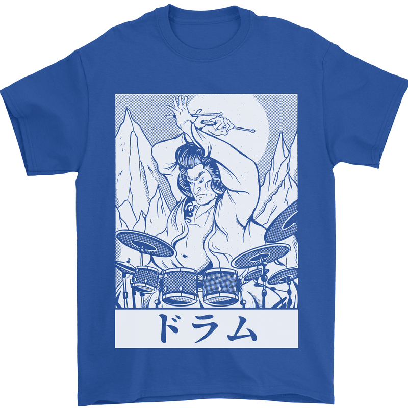 Sumo Wrestler Drummer Drumming Drums Mens T-Shirt Cotton Gildan Royal Blue