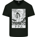 Sumo Wrestler Drummer Drumming Drums Mens V-Neck Cotton T-Shirt Black