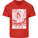 Sumo Wrestler Drummer Drumming Drums Mens V-Neck Cotton T-Shirt Red
