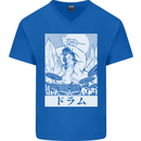 Sumo Wrestler Drummer Drumming Drums Mens V-Neck Cotton T-Shirt Royal Blue