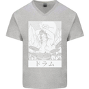 Sumo Wrestler Drummer Drumming Drums Mens V-Neck Cotton T-Shirt Sports Grey