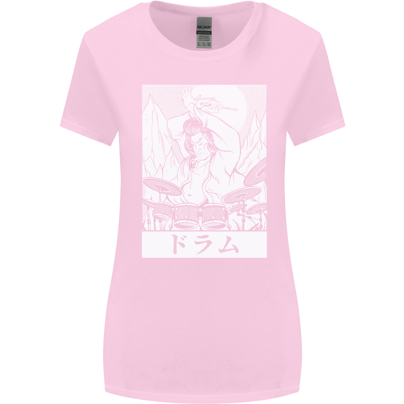 Sumo Wrestler Drummer Drumming Drums Womens Wider Cut T-Shirt Light Pink
