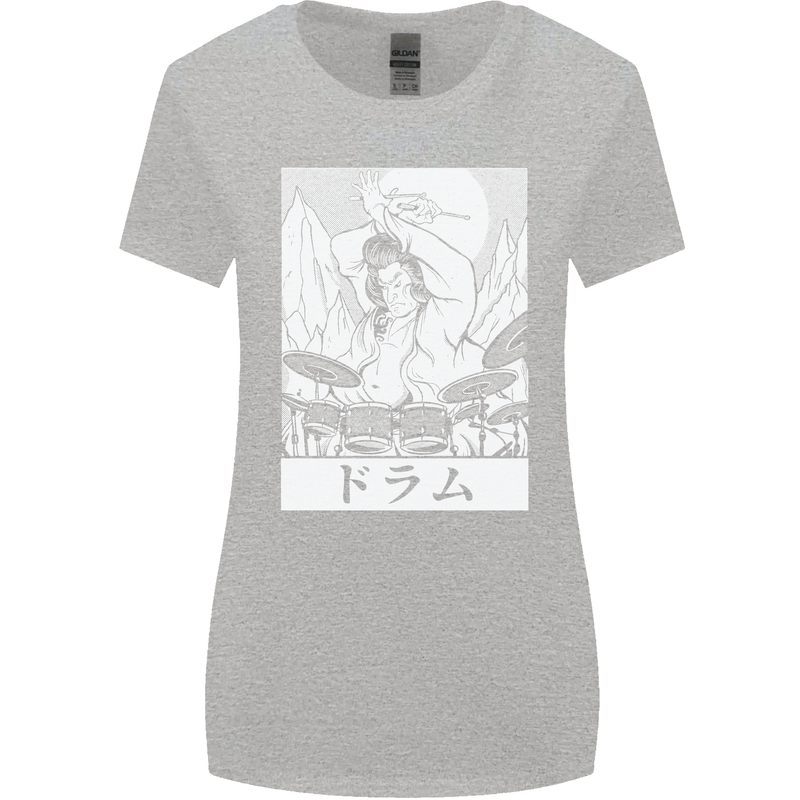 Sumo Wrestler Drummer Drumming Drums Womens Wider Cut T-Shirt Sports Grey