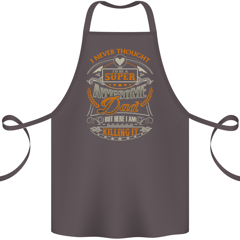 Super Awesome Dad Funny Fathers Day Cotton Apron 100% Organic Dark Grey