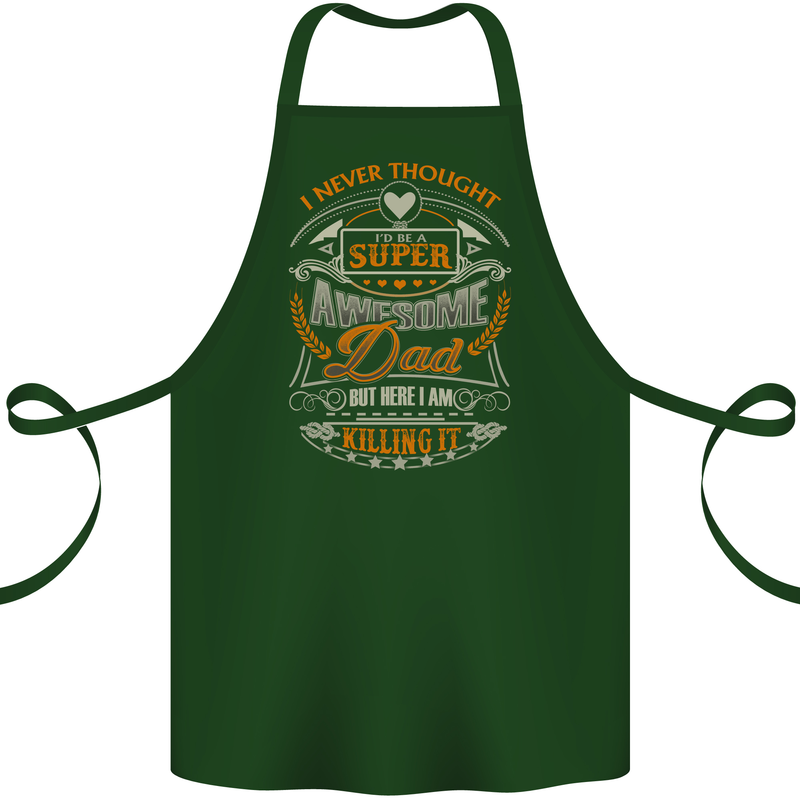 Super Awesome Dad Funny Fathers Day Cotton Apron 100% Organic Forest Green