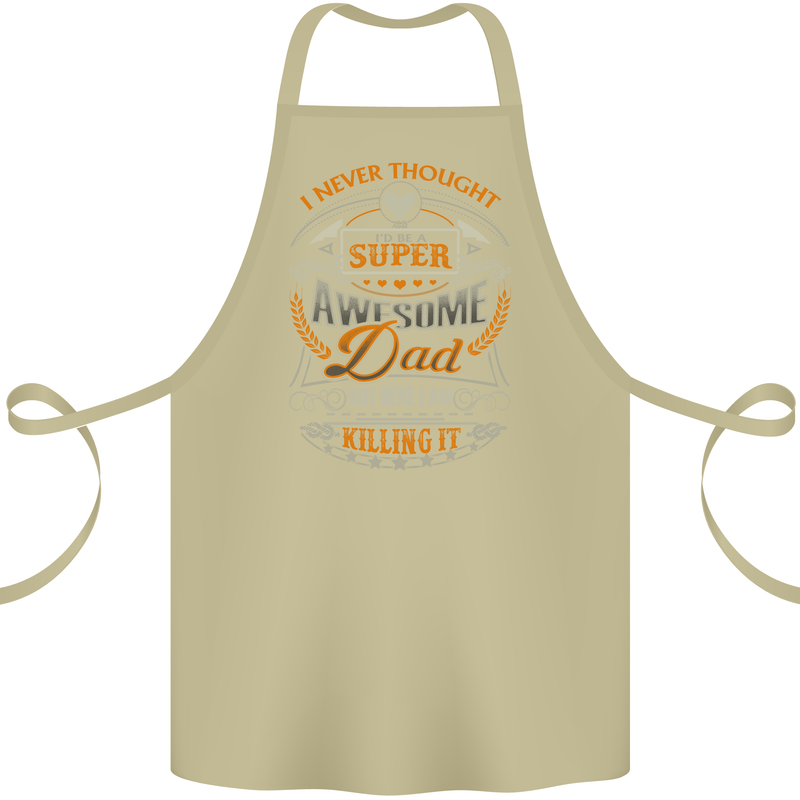 Super Awesome Dad Funny Fathers Day Cotton Apron 100% Organic Khaki