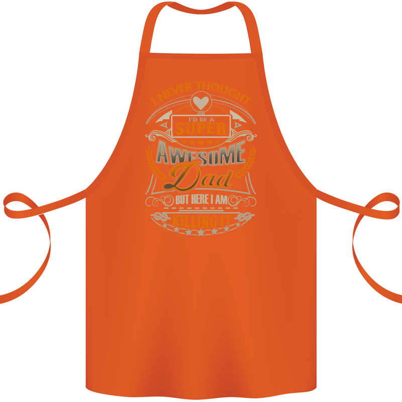 Super Awesome Dad Funny Fathers Day Cotton Apron 100% Organic Orange