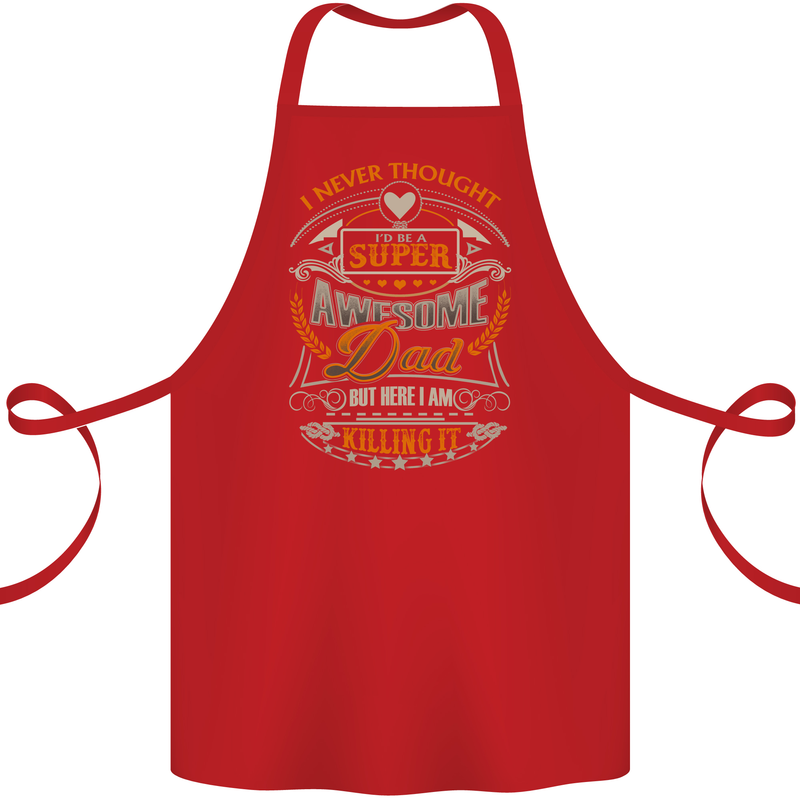 Super Awesome Dad Funny Fathers Day Cotton Apron 100% Organic Red