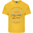 Super Awesome Dad Funny Fathers Day Mens Cotton T-Shirt Tee Top Yellow