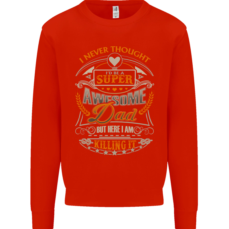 Super Awesome Dad Funny Fathers Day Mens Sweatshirt Jumper Bright Red