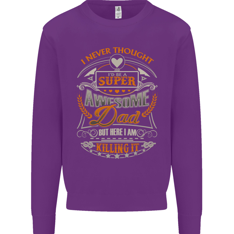 Super Awesome Dad Funny Fathers Day Mens Sweatshirt Jumper Purple
