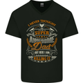 Super Awesome Dad Funny Fathers Day Mens V-Neck Cotton T-Shirt Black