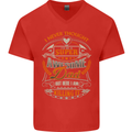 Super Awesome Dad Funny Fathers Day Mens V-Neck Cotton T-Shirt Red
