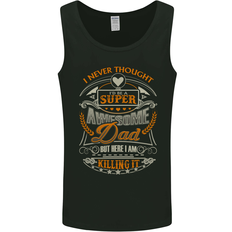 Super Awesome Dad Funny Fathers Day Mens Vest Tank Top Black