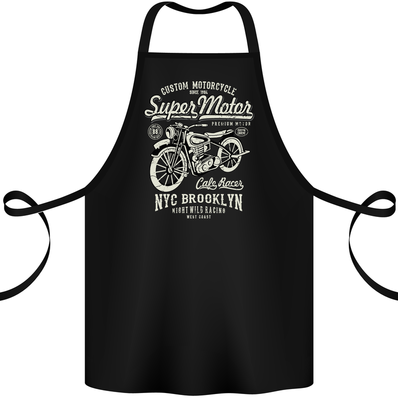 Super Motor Cafe Racer Motorcycle Biker Cotton Apron 100% Organic Black