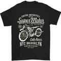 Super Motor Cafe Racer Motorcycle Biker Mens T-Shirt Cotton Gildan Black