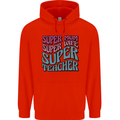 Super Mum Wife Teacher Childrens Kids Hoodie Bright Red