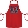 Super Mum Wife Teacher Cotton Apron 100% Organic Red